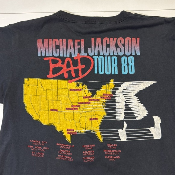 VINTAGE Michael Jackson BAD Tour 88 single stitch 80s T-shirt size XL EUC - Picture 8 of 8